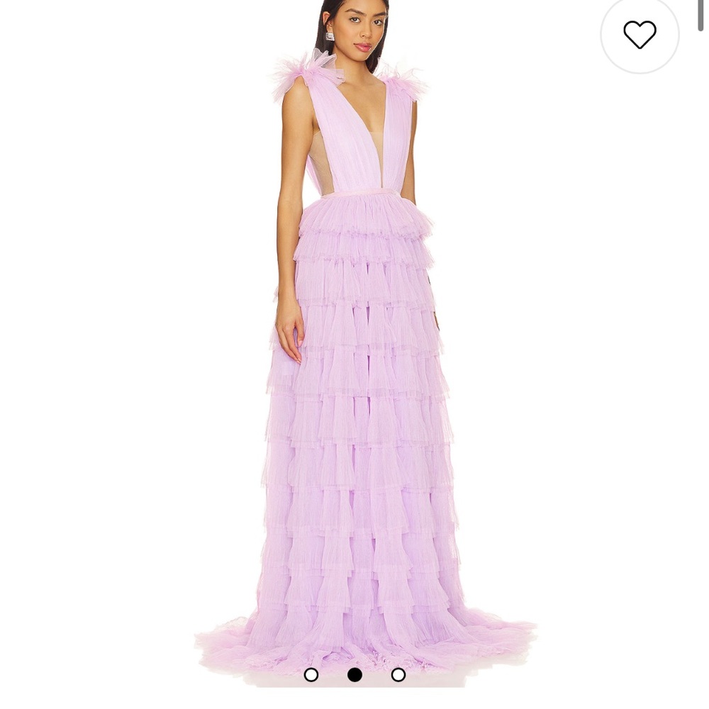 Sau Lee Lavender Sabrina Tulle Evening Gown